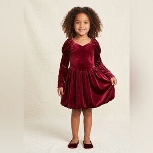 Beautiful Girls Velvet Burgundy Long-Sleeve Party Dress - Deep Wine XS 4/5